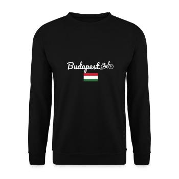 Bike Budapest Hungary bike city gift idea - Unisex Sweatshirt - black - Front - Alina (178cm) & Michal (187cm)