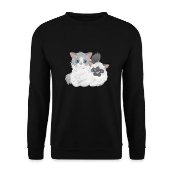 Ragdoll-Katzenpaar Katzenliebhaber Geschenkidee - Unisex Pullover - Schwarz - Vorne - Alina (178cm) & Michal (187cm)
