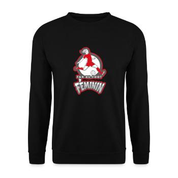 Weiblicher Fußballfan Fußballfangeschenk - Unisex Pullover - Schwarz - Vorne - Alina (178cm) & Michal (187cm)