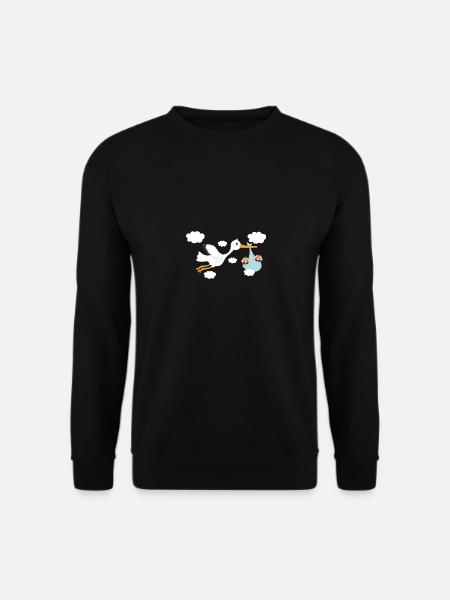 Zwillinge Storch Zwillinge Baby Geschenkidee - Unisex Pullover - Schwarz
