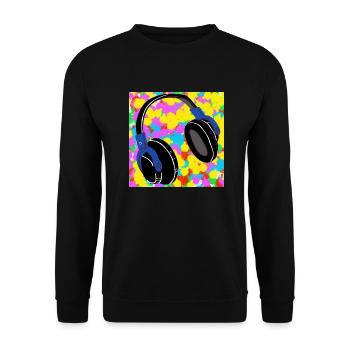 Kopfhörer Pop Color Tie Dye Hintergrund Funky - Unisex Pullover - Schwarz - Vorne - Alina (178cm) & Michal (187cm)