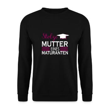 Matura stolz Mutter Spruch Geschenk - Unisex Pullover - Schwarz - Vorne - Alina (178cm) & Michal (187cm)