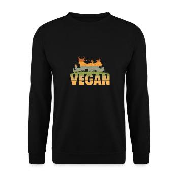 Veganer | Tierschutz Vegan Veganerin Geschenkideen - Unisex Pullover - Schwarz - Vorne - Alina (178cm) & Michal (187cm)