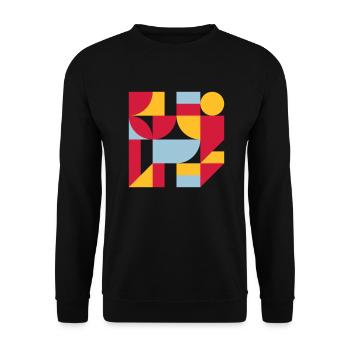 Colorful abstract geometric bauhaus background - Unisex Pullover - Schwarz - Vorne - Alina (178cm) & Michal (187cm)