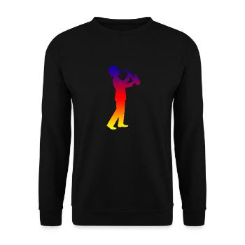 Musik Saxophon Guy Jazz Retro Vintage-Geschenkidee - Unisex Pullover - Schwarz - Vorne - Alina (178cm) & Michal (187cm)