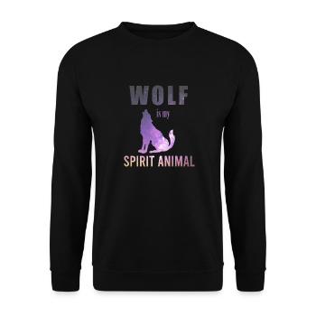 Spiritual Animals Wolf is my spirit Animal Gift - Unisex Sweatshirt - black - Front - Alina (178cm) & Michal (187cm)