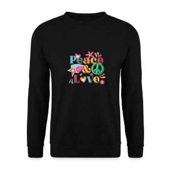Hippie Peace Love | Hippies costume flower gift - Unisex Sweatshirt - black - Front - Alina (178cm) & Michal (187cm)