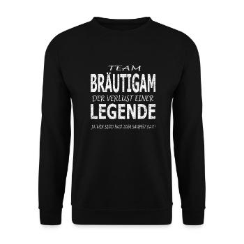 Männer Junggesellenabschied Team Bräutigam - Unisex Pullover - Schwarz - Vorne - Alina (178cm) & Michal (187cm)
