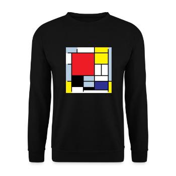 Symbol Piet Mondrian Moderne Kunst Geschenkidee - Unisex Pullover - Schwarz - Vorne - Alina (178cm) & Michal (187cm)