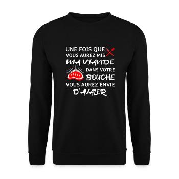 Ma viande Barbecue Citation drôle - Sweat-shirt Unisexe - noir - Devant - Alina (178cm) & Michal (187cm)