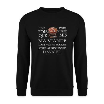Viande Barbecue Gril - Sweat-shirt Unisexe - noir - Devant - Alina (178cm) & Michal (187cm)