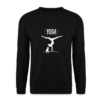 chat de yoga - Sweat-shirt Unisexe - noir - Devant - Alina (178cm) & Michal (187cm)