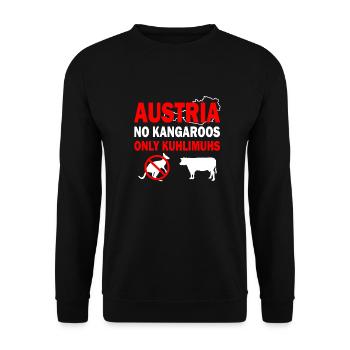 Austria no kangaroos only kuhlimuhs Geschenk - Unisex Pullover - Schwarz - Vorne - Alina (178cm) & Michal (187cm)