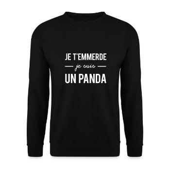 Fick dich, ich bin ein Panda - Unisex Pullover - Schwarz - Vorne - Alina (178cm) & Michal (187cm)