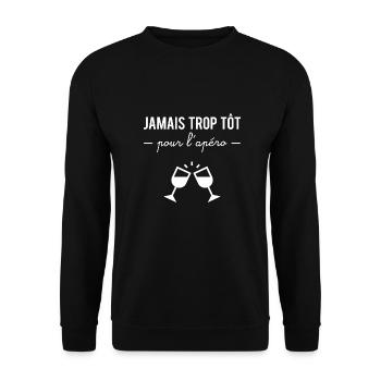 Never too early for a drink - Unisex Sweatshirt - black - Front - Alina (178cm) & Michal (187cm)