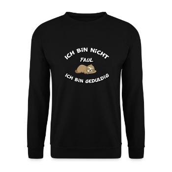 I'm not lazy I'm patient - Unisex Sweatshirt - black - Front - Alina (178cm) & Michal (187cm)