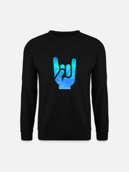 Rock Hand Gesture Gassy Blue Rock ‘N’ Roll Salute - Unisex Sweatshirt - black