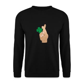 Cloverleaf finger crossed Good luck gift idea - Unisex Sweatshirt - black - Front - Alina (178cm) & Michal (187cm)