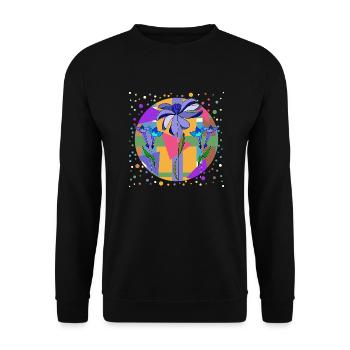 Blumen - Unisex Pullover - Schwarz - Vorne - Alina (178cm) & Michal (187cm)