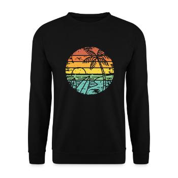 planche de surf rétro sunset beach palm - Sweat-shirt Unisexe - noir - Devant - Alina (178cm) & Michal (187cm)
