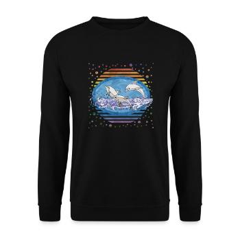 dolphins - Unisex Sweatshirt - black - Front - Alina (178cm) & Michal (187cm)