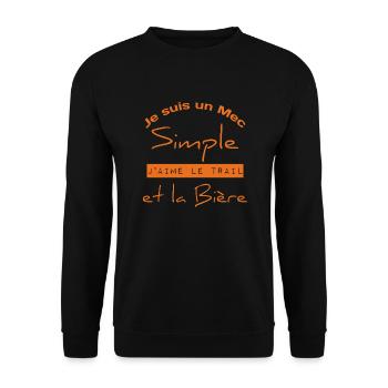 Je suis un Mec simple j'aime le trail et la bière - Sweat-shirt Unisexe - noir - Devant - Alina (178cm) & Michal (187cm)