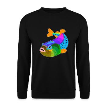 Fisch / Fisch - Unisex Pullover - Schwarz - Vorne - Alina (178cm) & Michal (187cm)