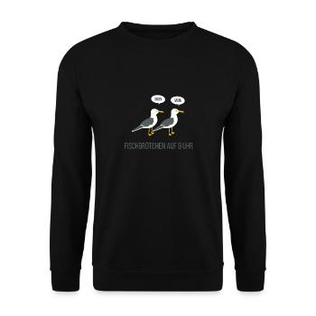 Fischbrötchen Meer Küste Norden Heimat - Unisex Pullover - Schwarz - Vorne - Alina (178cm) & Michal (187cm)