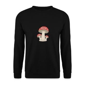 Mushroom lucky guy forest gift idea - Unisex Sweatshirt - black - Front - Alina (178cm) & Michal (187cm)