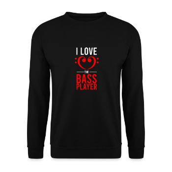 Musique I Love The Bass Player Bass Clef Hearts Gift - Sweat-shirt Unisexe - noir - Devant - Alina (178cm) & Michal (187cm)