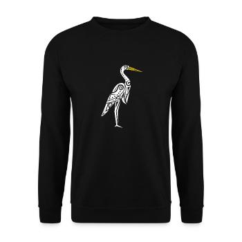 Tatouage tribal polynésien Maori Kotuku héron blanc - Sweat-shirt Unisexe - noir - Devant - Alina (178cm) & Michal (187cm)