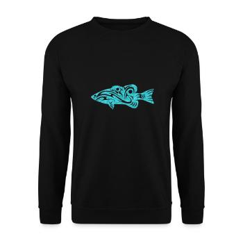 Cadeau de tatouage tribal polynésien poisson maori - Sweat-shirt Unisexe - noir - Devant - Alina (178cm) & Michal (187cm)