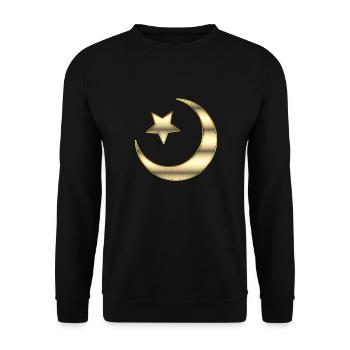 Islam: The Crescent Moon and Star - Gold Plated - Unisex Sweatshirt - black - Front - Alina (178cm) & Michal (187cm)