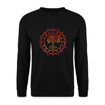 Arbre de vie Mandala Spiritualité Fleur de lotus yoga - Sweat-shirt Unisexe - noir - Devant - Alina (178cm) & Michal (187cm)