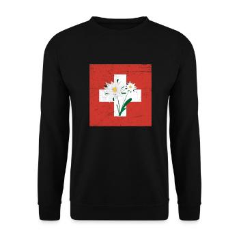 Edelweiss Suisse Drapeau Drôle d’idée cadeau - Sweat-shirt Unisexe - noir - Devant - Alina (178cm) & Michal (187cm)