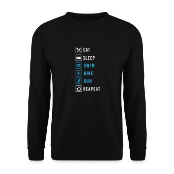 Triathlon Eat Sleep Swim Bike Run Repeat Gift - Unisex Sweatshirt - black - Front - Alina (178cm) & Michal (187cm)