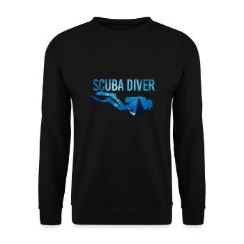Double Exposure Tauchen Scuba Diver Geschenkidee - Unisex Pullover - Schwarz - Vorne - Alina (178cm) & Michal (187cm)