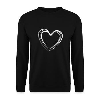 Herz - weißes Herz - Unisex Pullover - Schwarz - Vorne - Alina (178cm) & Michal (187cm)