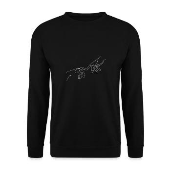 Freundschaft Hände Finger Erschaffung Adams - Unisex Pullover - Schwarz - Vorne - Alina (178cm) & Michal (187cm)