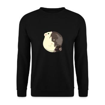 Yin Yang Schwarze und weiße Frettchen Geschenk - Unisex Pullover - Schwarz - Vorne - Alina (178cm) & Michal (187cm)