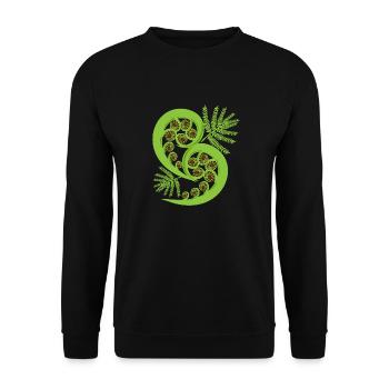 New Zealand Fern Koru Polynesian Tattoo-Geschenk - Unisex Pullover - Schwarz - Vorne - Alina (178cm) & Michal (187cm)