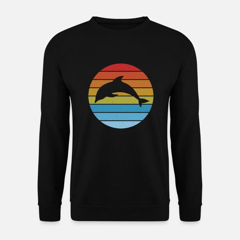 Vintage retro stripe dolphin silhouette - Unisex Sweatshirt - black