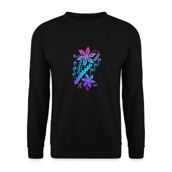 Samoa Flower Polynesian Tribal Tattoo-Geschenkidee - Unisex Pullover - Schwarz - Vorne - Alina (178cm) & Michal (187cm)