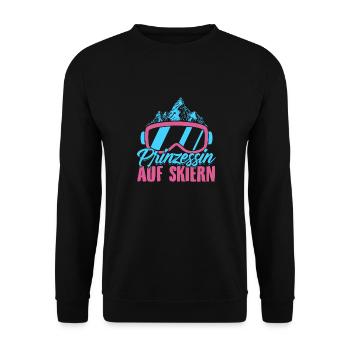 Ski Prinzessin Skier Skifahrer Skifahren Geschenke - Unisex Pullover - Schwarz - Vorne - Alina (178cm) & Michal (187cm)