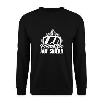 Ski Prinzessin | Frauen Skifahren Winter Geschenke - Unisex Pullover - Schwarz - Vorne - Alina (178cm) & Michal (187cm)