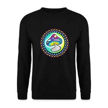 Trippy Goa Mushroom - Unisex Sweatshirt - black - Front - Alina (178cm) & Michal (187cm)