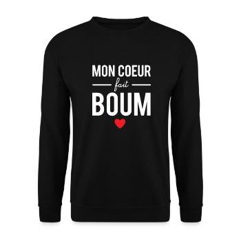 Mon cœur fait boum - Sweat-shirt Unisexe - noir - Devant - Alina (178cm) & Michal (187cm)