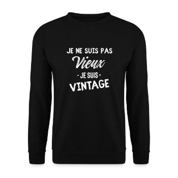 Je ne suis pas vieux je suis vintage - Sweat-shirt Unisexe - noir - Devant - Alina (178cm) & Michal (187cm)