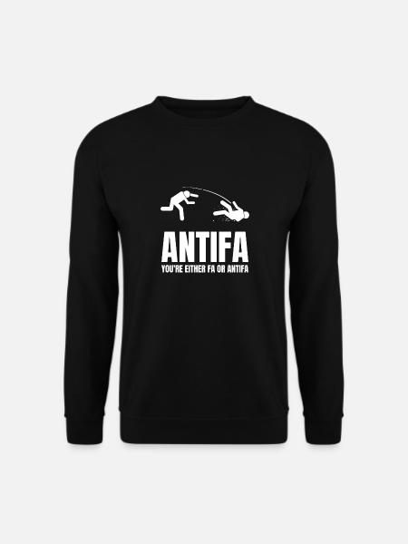 Antifa - Du bist entweder Fa oder Antifa - Unisex Pullover - Schwarz