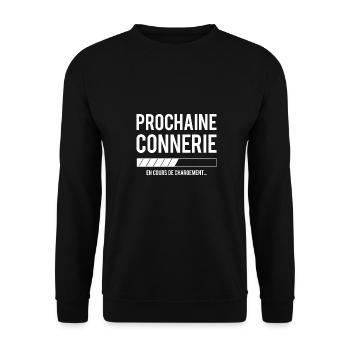 Prochaine connerie en cours de chargement - Sweat-shirt Unisexe - noir - Devant - Alina (178cm) & Michal (187cm)